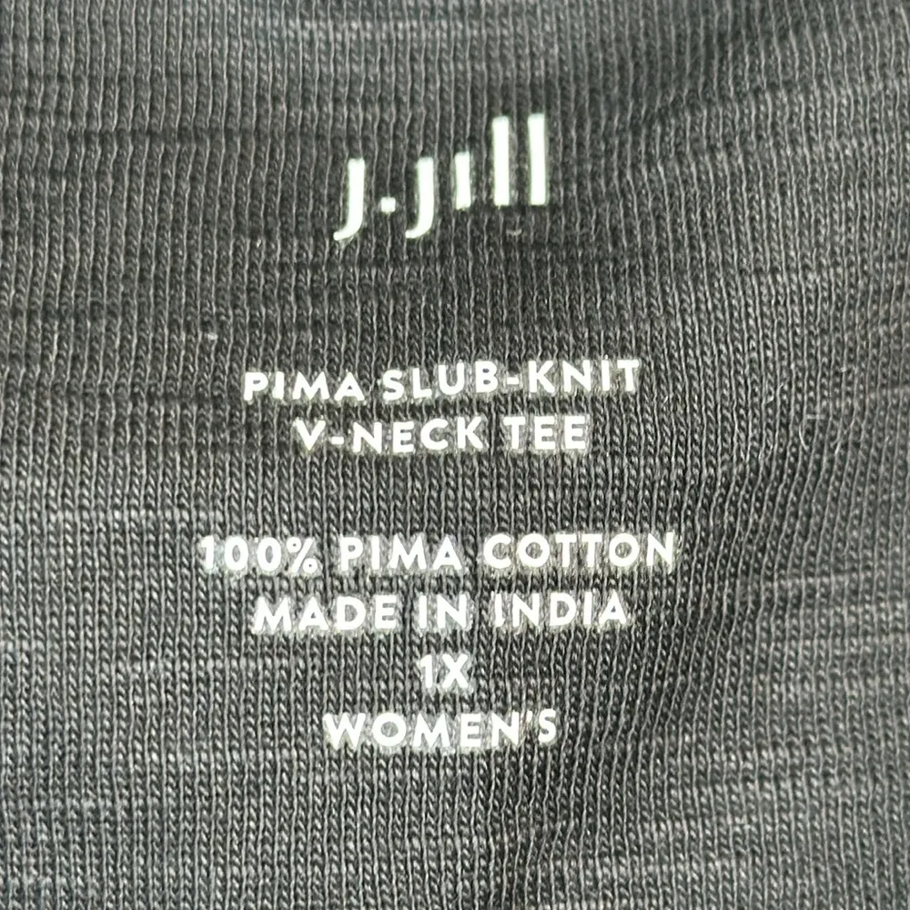 J Jill Black V-Neck Pima Slub Knit Tee Blouse Size 1X EUC #0510-OC - Image 5