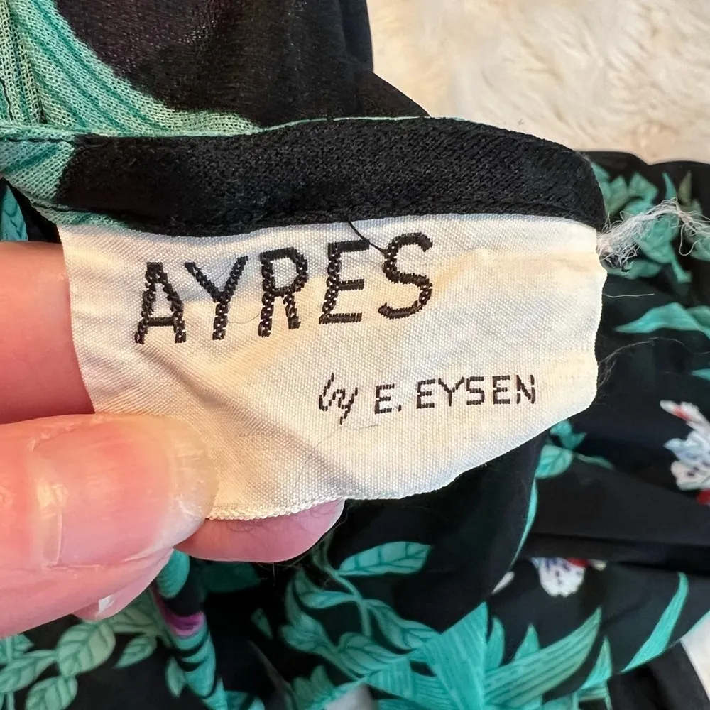 Vintage Ayres by E. Eysen Sleeveless Kimono Open Front Unique Cut Bird Floral Size undefined - Image 11