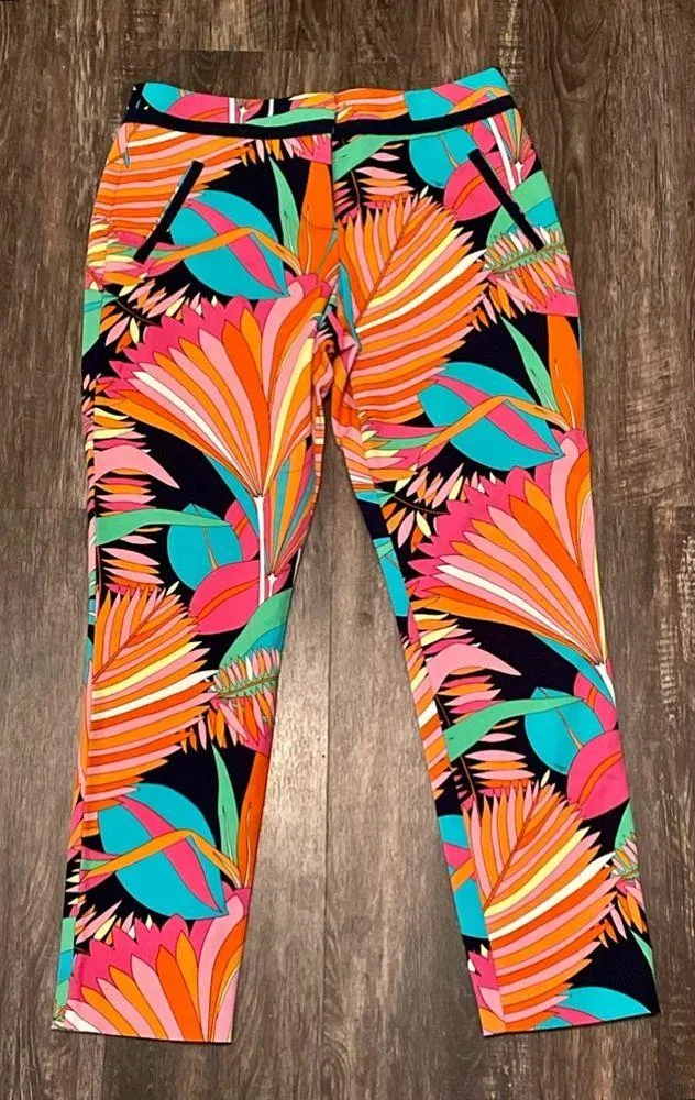 NWOT Trina Turk Multicolor Palm Leaf Cropped Ankle
Pants Sz 2 - Image 8