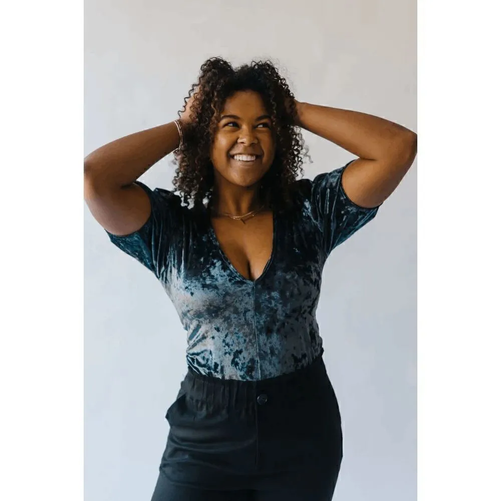 Free People Teal Velvet Dont You Wish Bodysuit Sunflower Seed, Small NWOT - Image 7