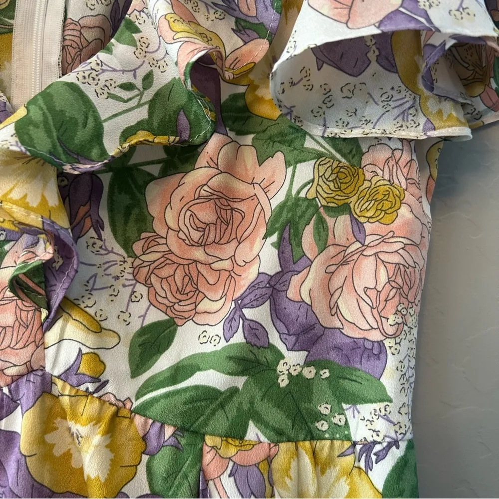 Here Comes the Sun multicolored floral ruffled dress size small - Image 5