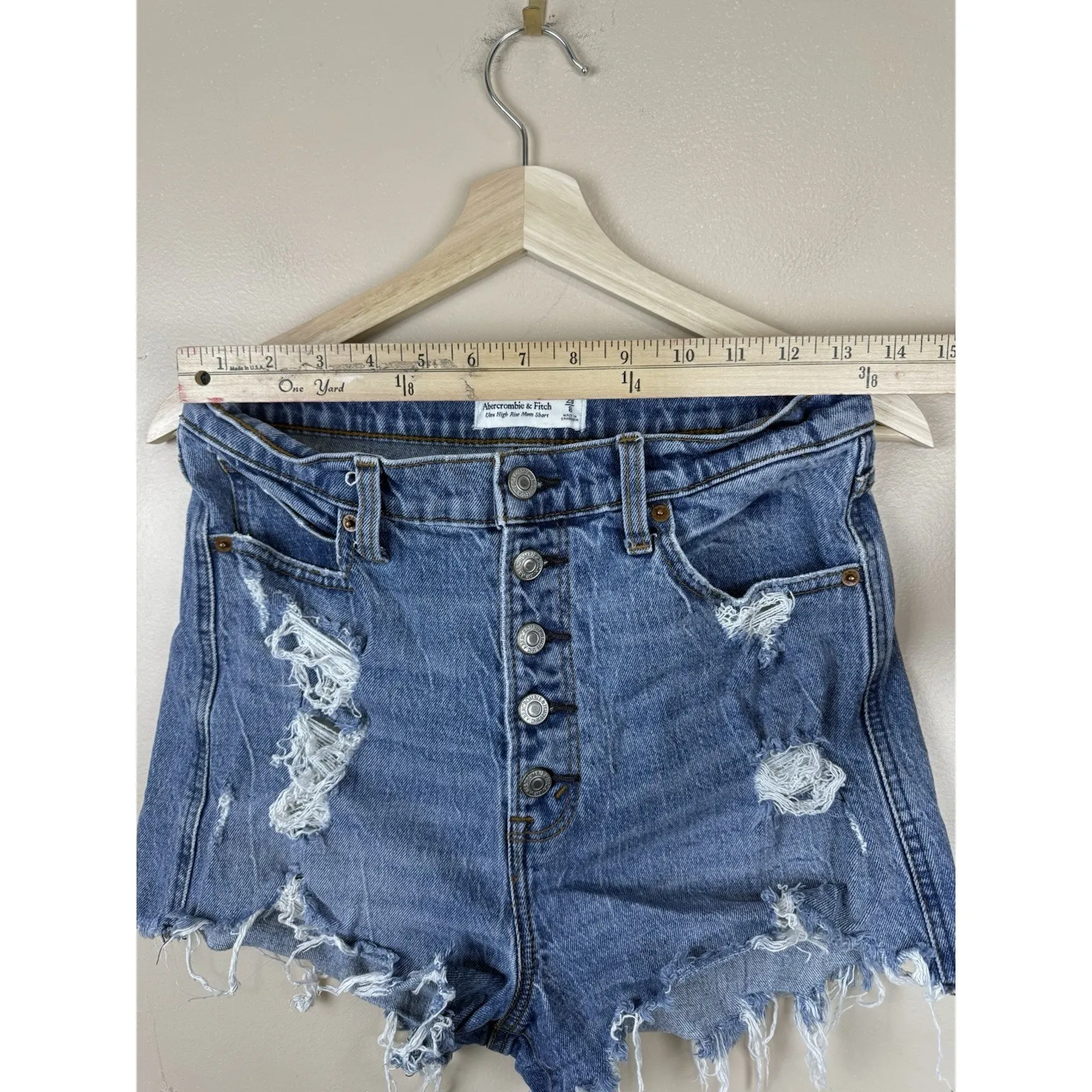 Abercrombie And Fitch Shorts Women’s 29/8 High Rise Mom Short Distressed Denim - Image 9