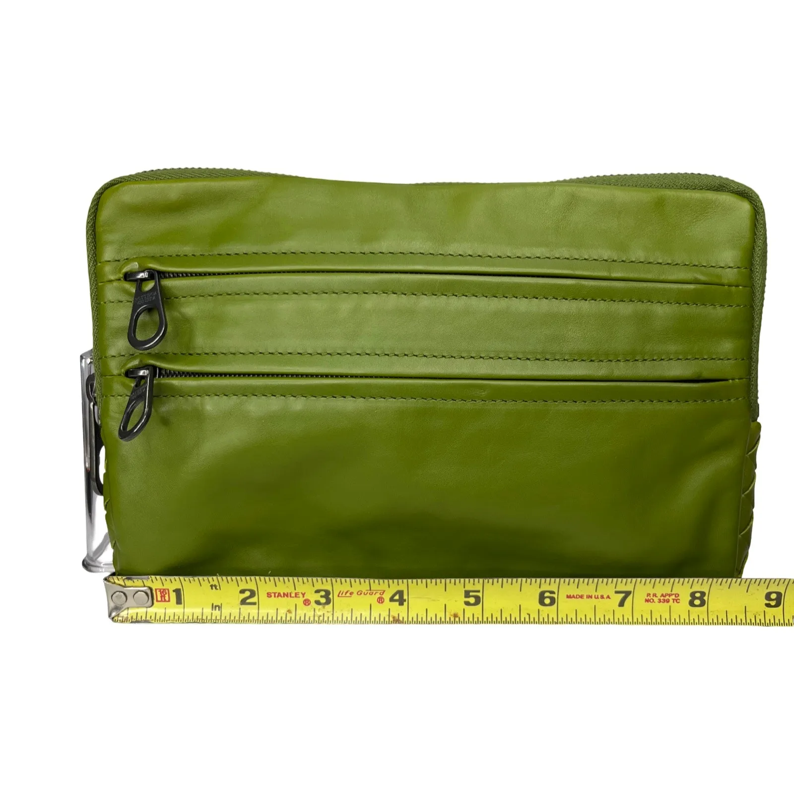 Bottega Veneta Acid Green Nappa Leather Zip Clutch Pouch Italy - Image 14