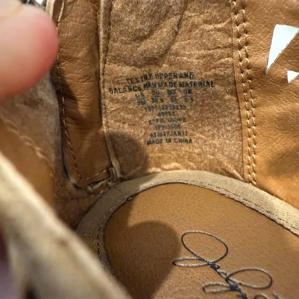 Jaclyn Smith Effie Taupe Lace Up Back Zip Wedge Sandals Women's 7M Tan Summer - Image 6