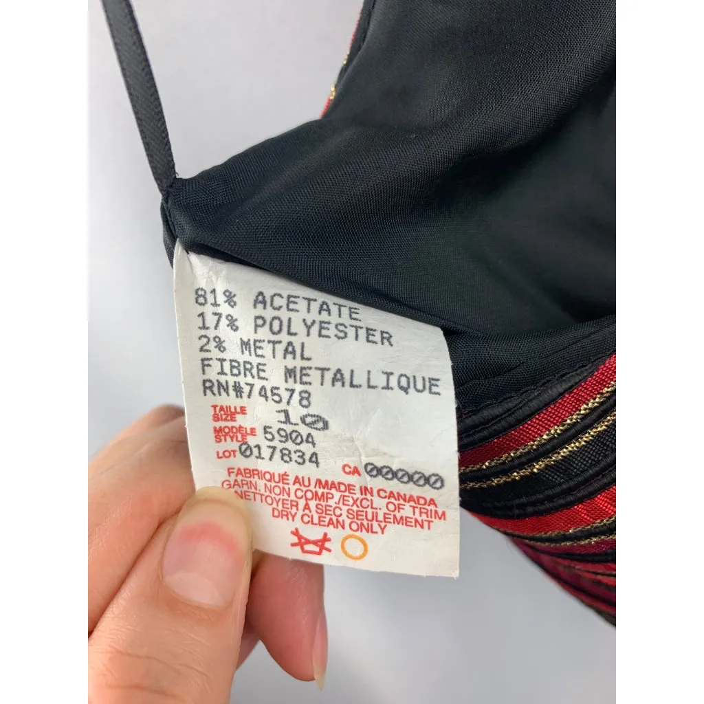 Women's Caché Red Striped Halter Top Size 10 Gold - Image 6