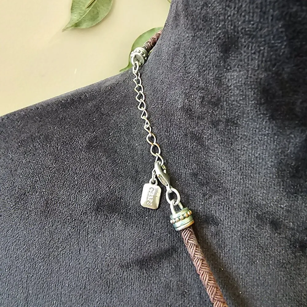 Chaps Women Round Circle Faux Turquoise Pendant Necklace with Lobster Clasp - Image 7