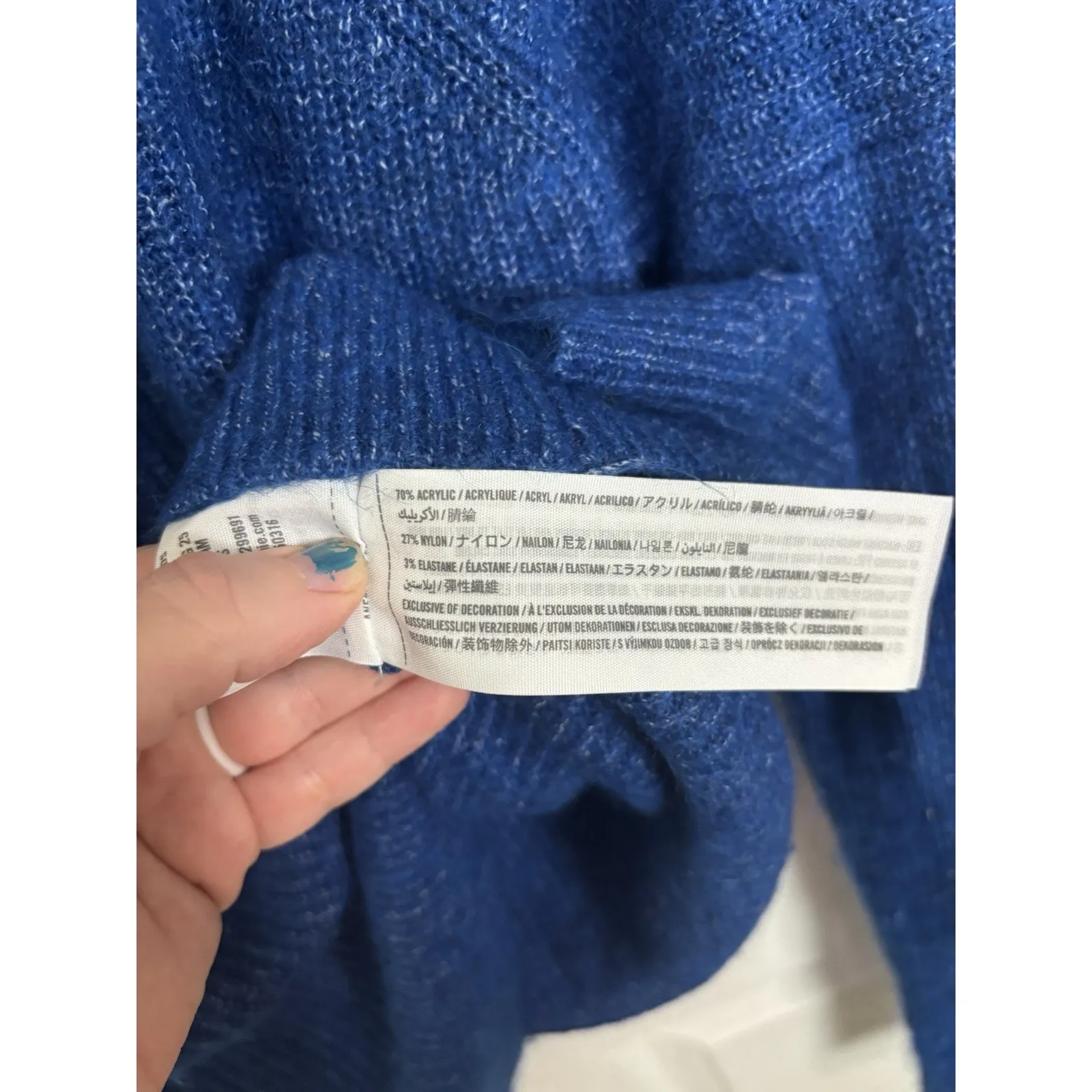 Y2K Abercrombie & Fitch Blue Fuzzy Sweater Size Medium Coquette Bows Cozy - Image 6