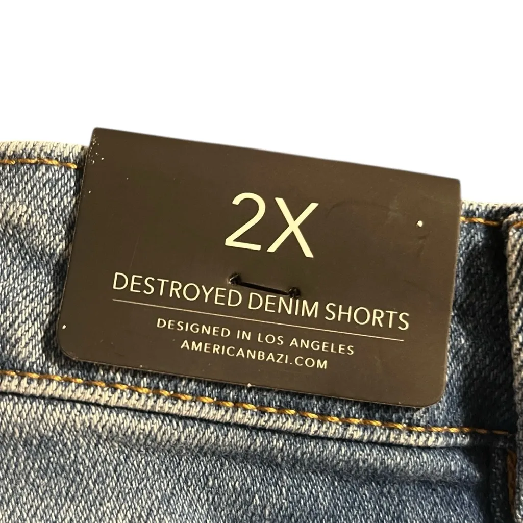 American Bazi Destroyed Denim Distressed Shorts with Pockets - Image 3