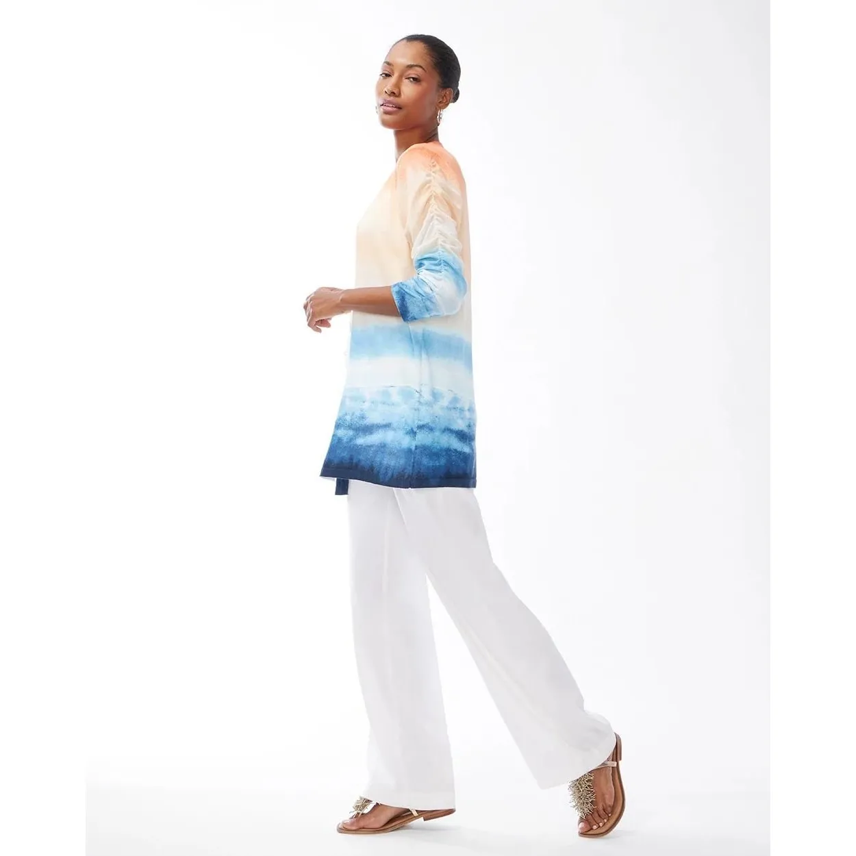 Chico's Womens Summer Romance Tie-Dye Cardigan‎ Size 1 (M) Open Front Colorful - Image 9