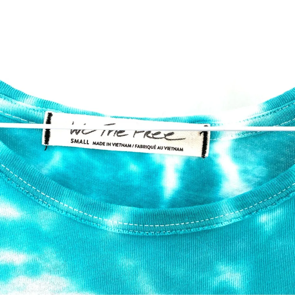 FREE PEOPLE Teal Waters Tie Dye Boho Sleeveless Peplum Anytime Tank Top Shirt - Image 8