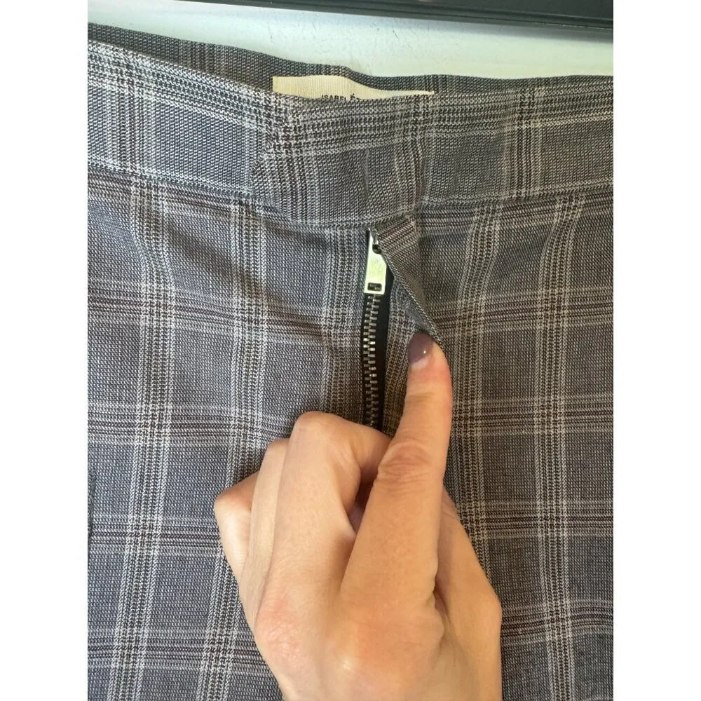 Isabel Marant Pants Women 4 Gray Plaid Straight‎ Leg Cropped Trousers Preppy - Image 6