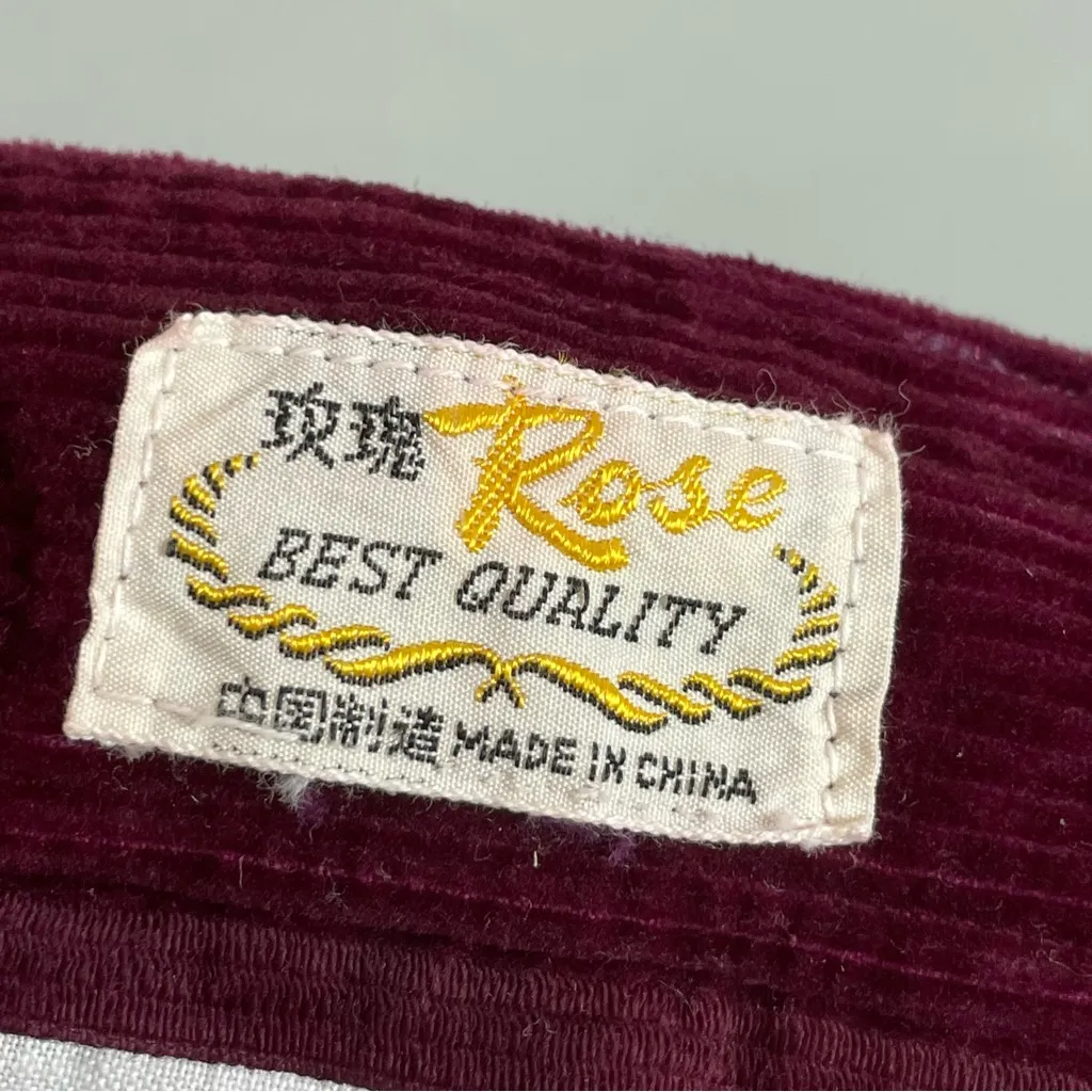 Corduroy‎ Pants Burgundy Dark Red Straight Leg Women High Waisted Rise Pockets Size L - Image 3