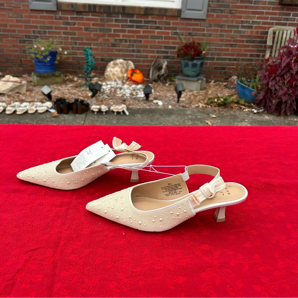 Women's Milan Slingback Heels - A New Day size 8.5 wedding guest pearl - Image 5