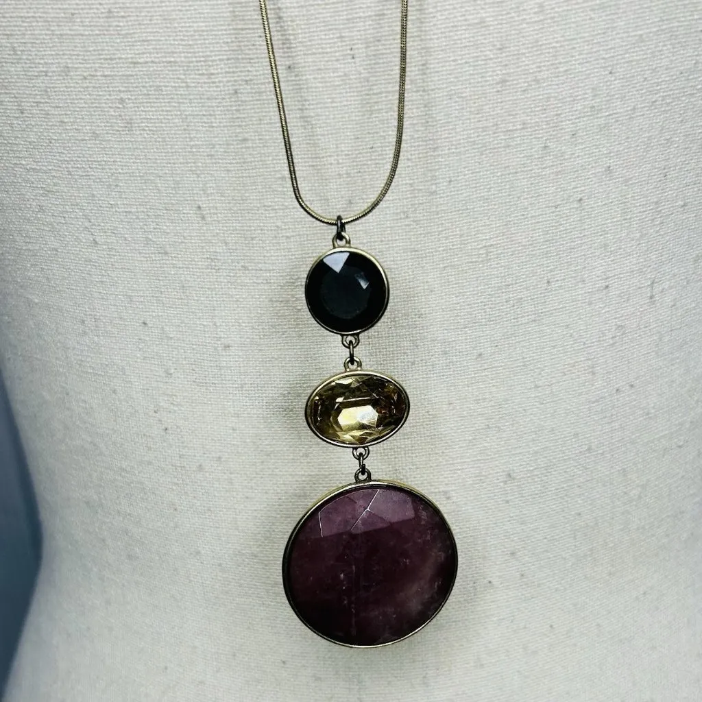 Ann Taylor Loft Multi Gem 19" Necklace Glass Beaded Adjustable - Image 2