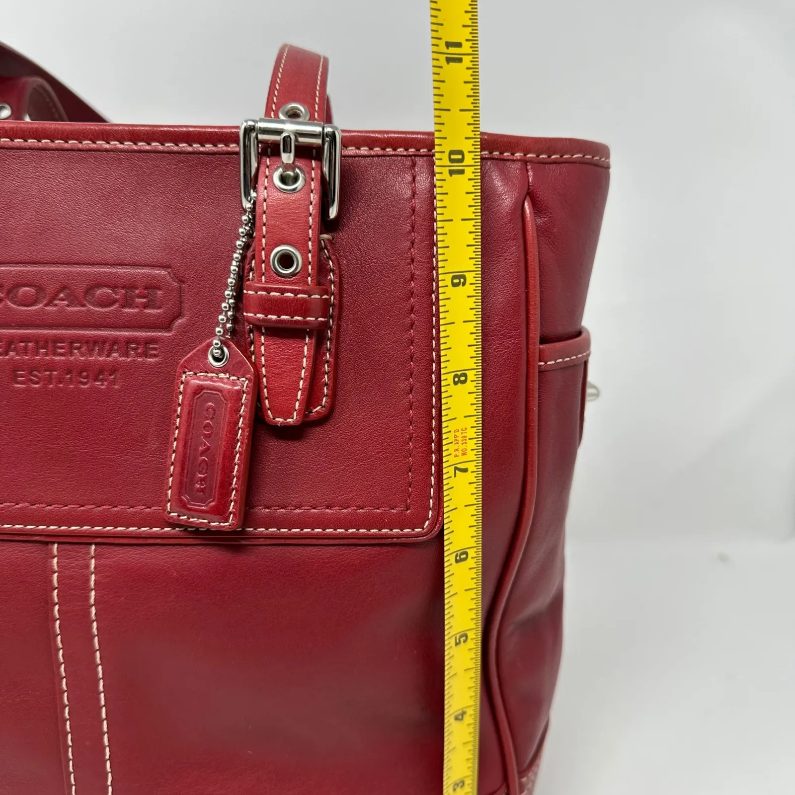 Coach Legacy Hampton Gallery Tote Leather‎ Red F11396 - Image 15