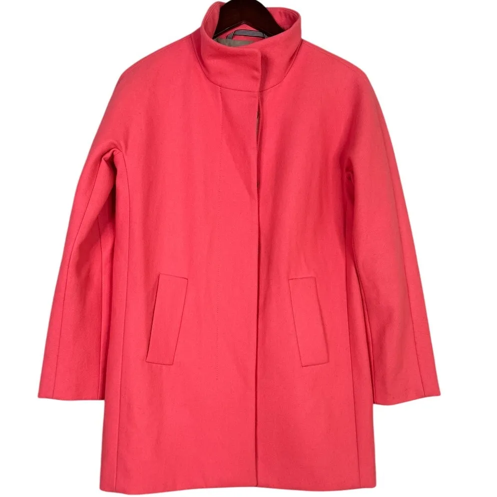 J. Crew Chic City Wool Blend Hidden Button Down Pea Coat Pockets Lined 4 Pink - Image 13