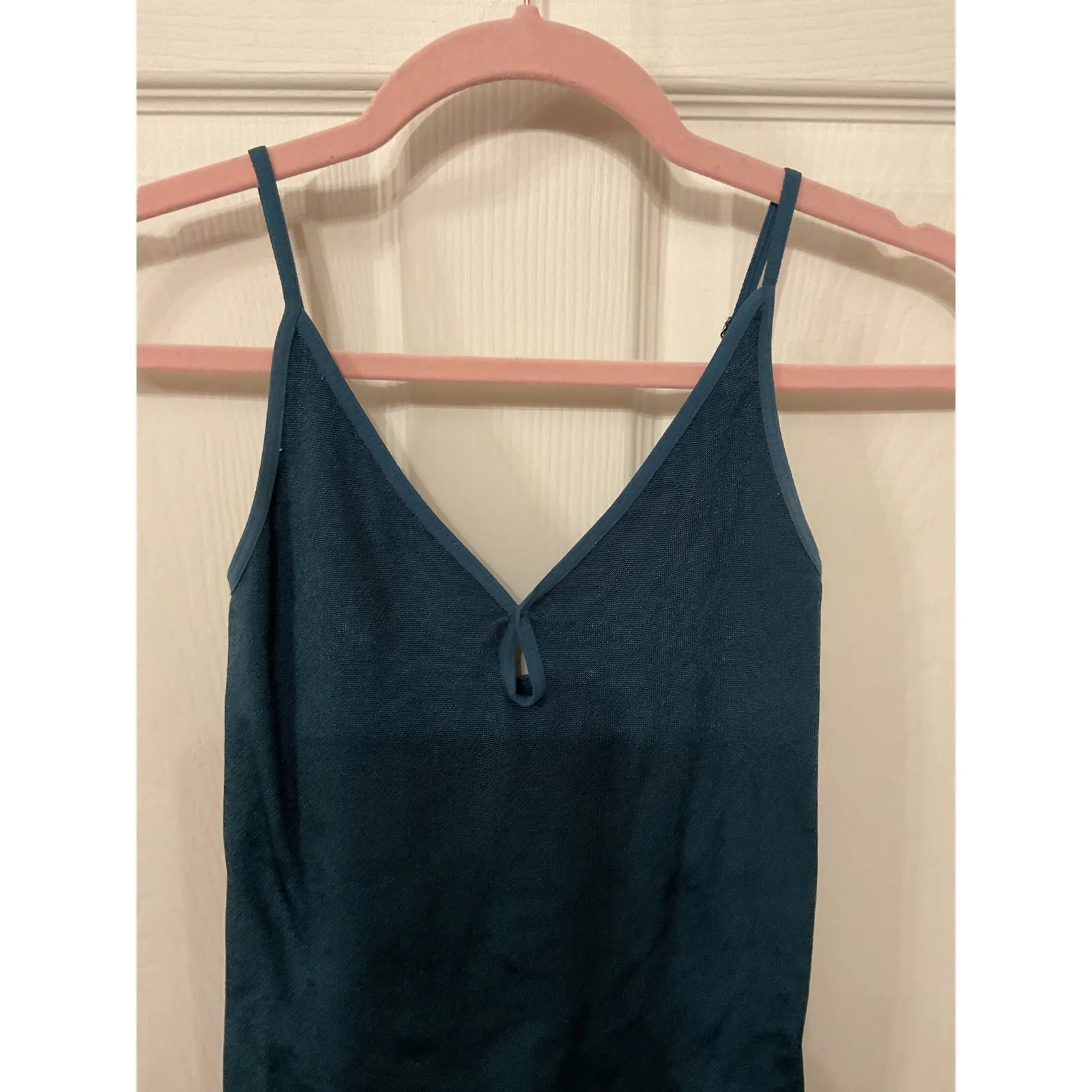 Intimately Free People Teal Metallic Cut Out Detail Spaghetti Strap Tank, M/L Blue Size M - Image 2