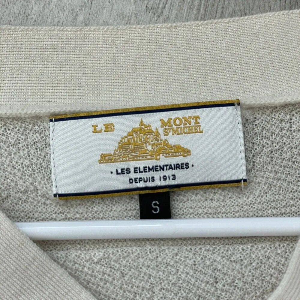 Le Mont St Michel 100% merino wool V Neck Crop Sweater Cream (s) quiet luxury - Image 2