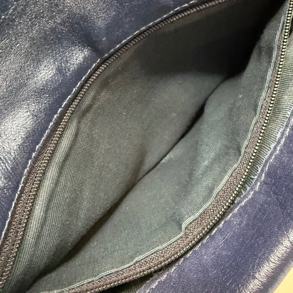 Vintage 1980's Leather Envelope Purse Navy Double Flap Au Courant Collection Blue - Image 7