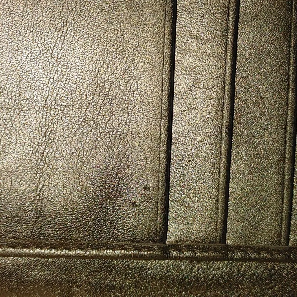 Coach Gold Beigh Signature Canvas Logo Passport Leather Bi Fold Wallet Travel - Image 6