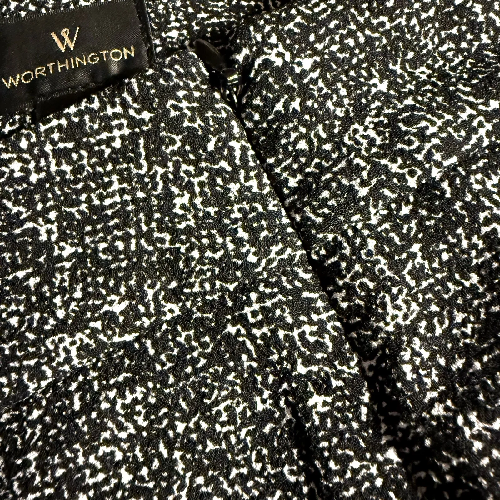 Worthington Flared Trumpet Skirt Womens 10 M White Black Peplum Stretch Office - Image 7