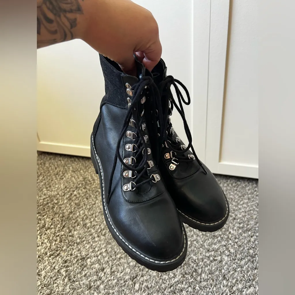London Rebel ASOS Black Combat Lace Up Boots‎ Vegan Leather Size 8 - Image 5