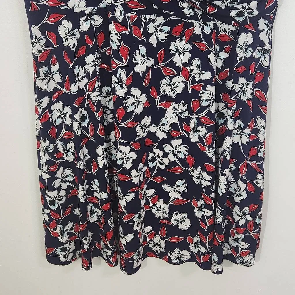 Leota Navy Red Floral Dress NWT 3X Navy Faux Wrap Dress Wedding Guest - Image 4
