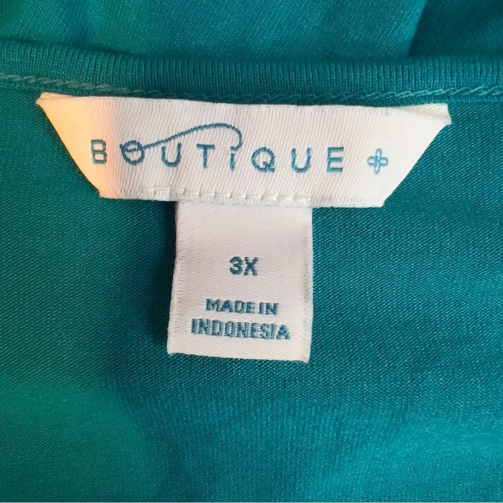 Boutique Size 3X Turquoise V-Neck Baby Doll Top Short Tie Sleeves - Image 4