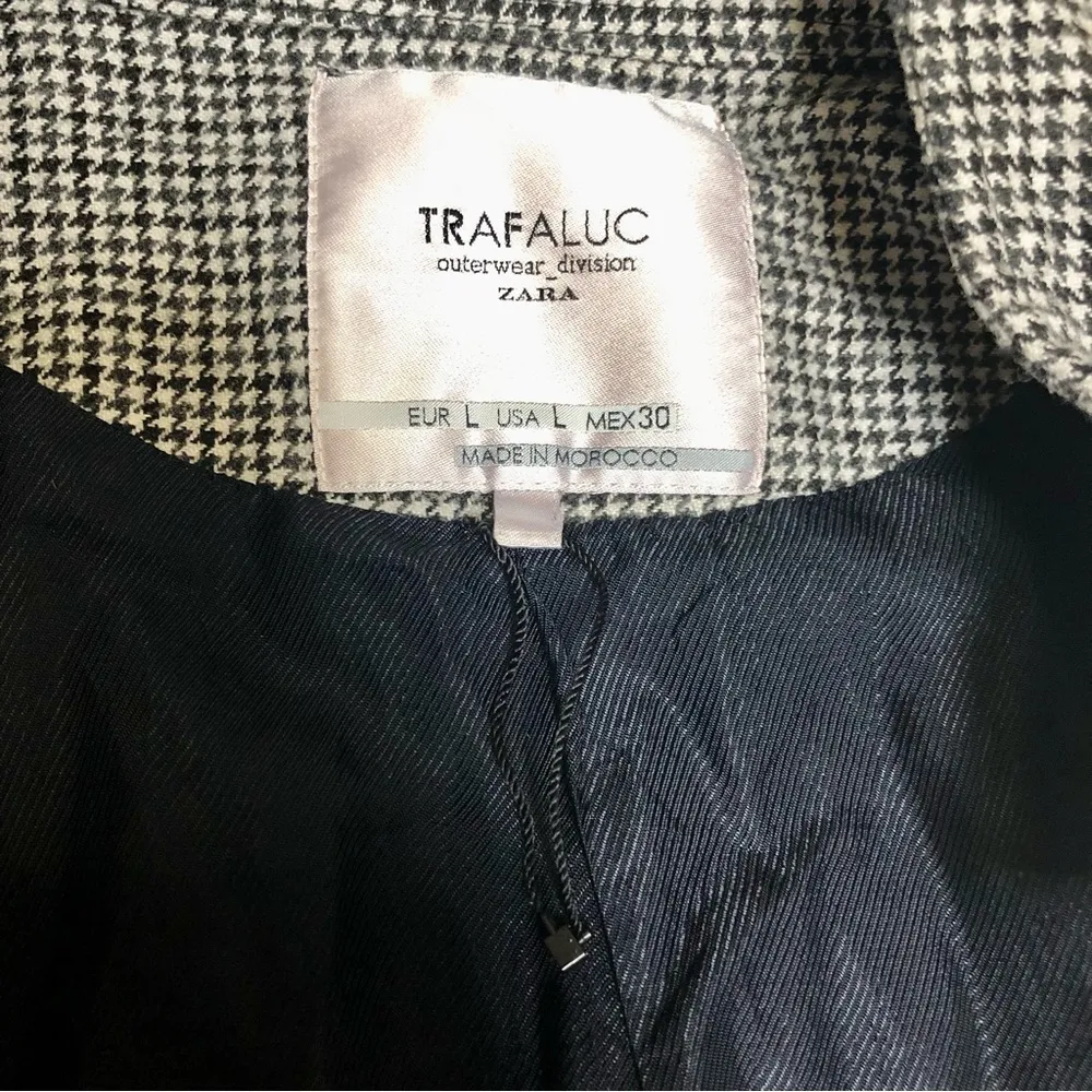 Trafaluc Houndstooth Bomber Jacket Ribbed Retro Academia Black White Moto L - Image 11