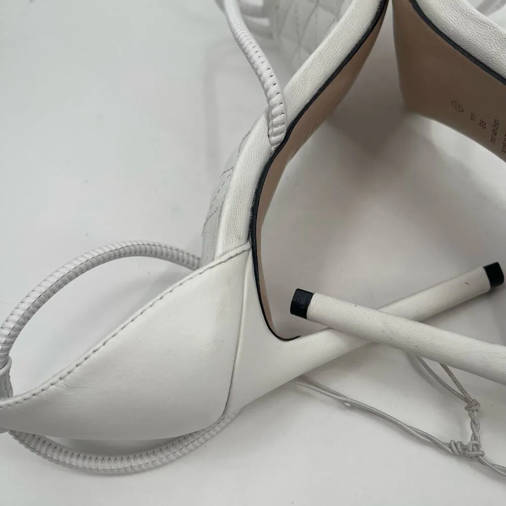 SCHUTZ Gaiah Heels Size 9 White Strappy High Heel Bungee Cord Stretch Stiletto - Image 8