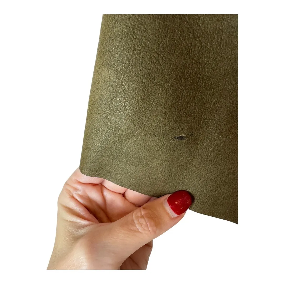 Philosophy di Alberta Ferretti Skirt Women 10 Olive Green Leather A Line Mini‎ - Image 5