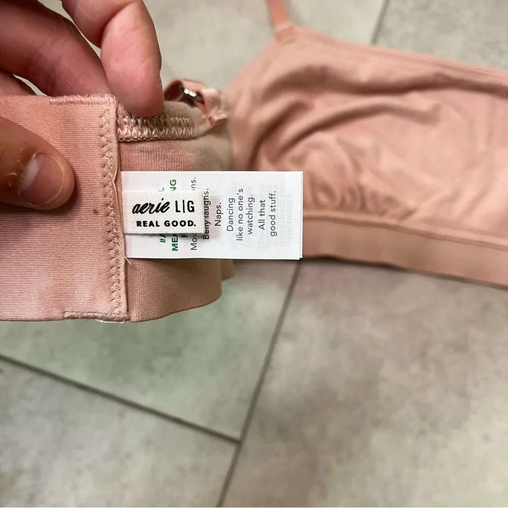 Aerie Light Pink Bralette Cotton Crisscross Side Details Square Neck NWT Large - Image 7