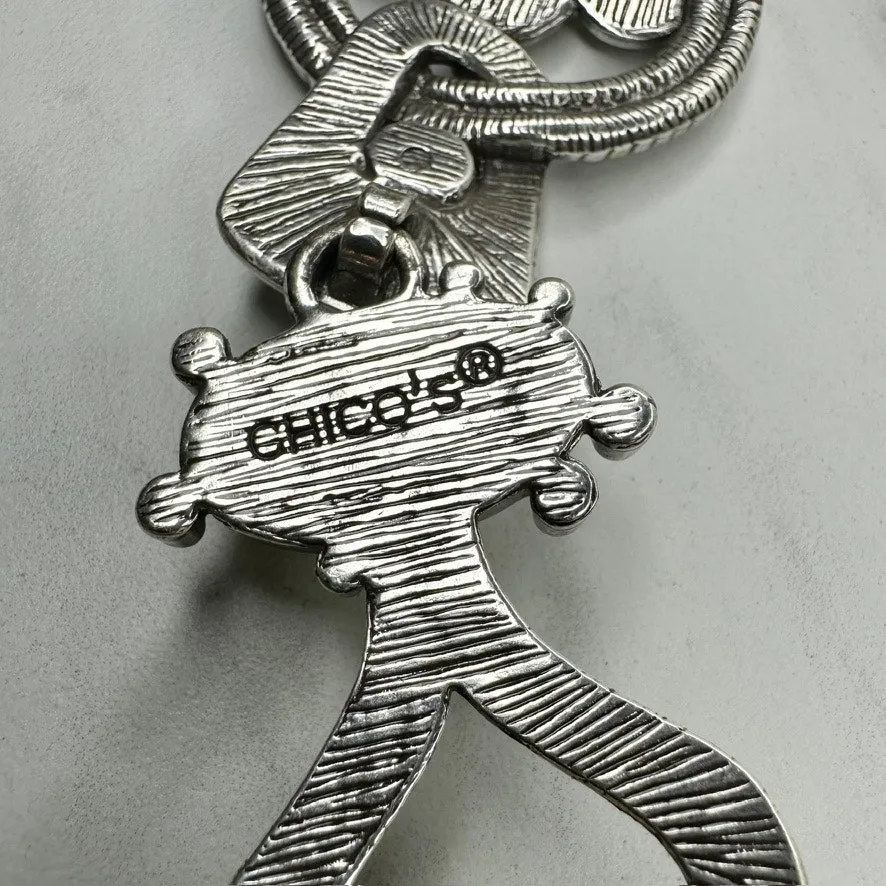 Vintage Chico's Chain Belt Womens One Size (OS) Silver Gold Rhinestone ✨ - Image 3