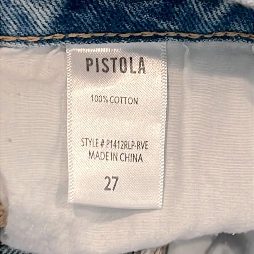 Pistola Sierra Jean Skirt Distressed Frayed Destroyed Light Denim Mini Size 27 - Image 6