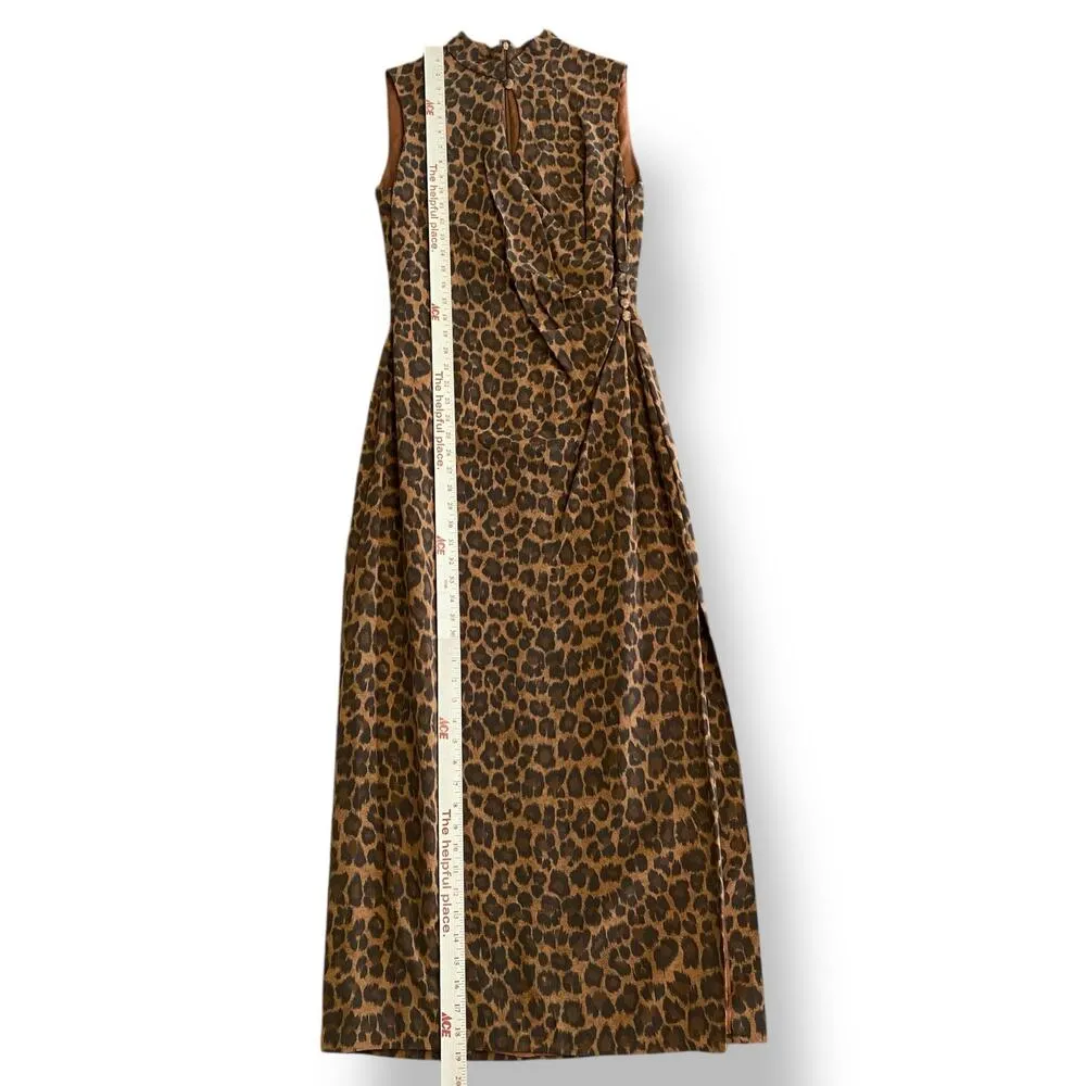 David Warren Vintage Y2K Cheetah Print Sleeveless Maxi Long Formal Dress Size 12 Brown - Image 4