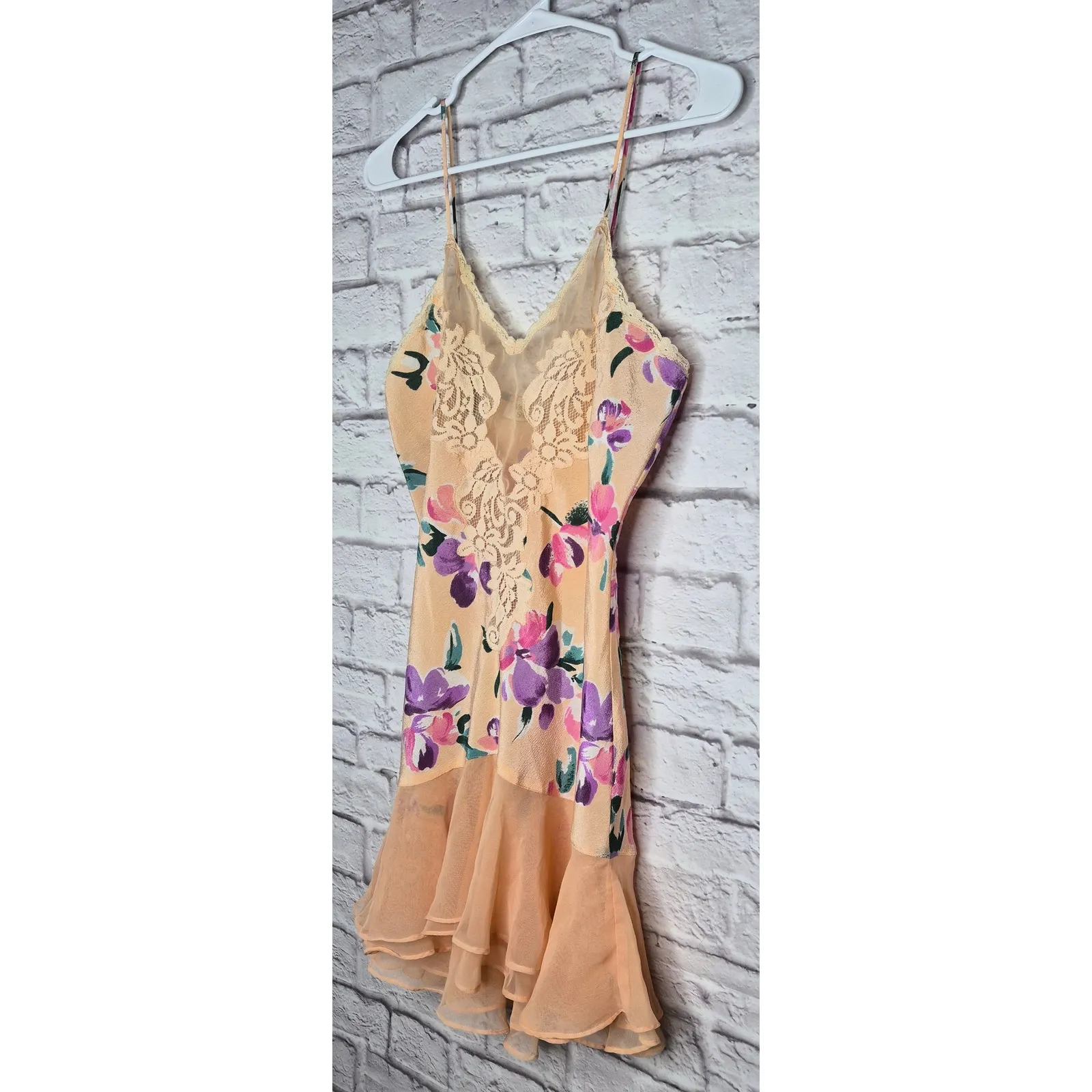 Victoria’s Secret Chiffon Chemise Babydoll Slip Dress Nightgown Lace medium 90s - Image 2