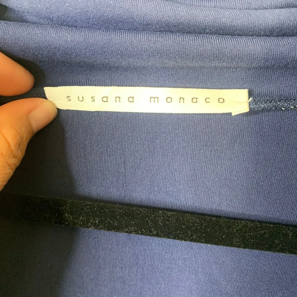 Susana Monaco Cowl Neck Dress 3/4 Sleeve Stretch Knit Comfy Small minimaist - Image 3