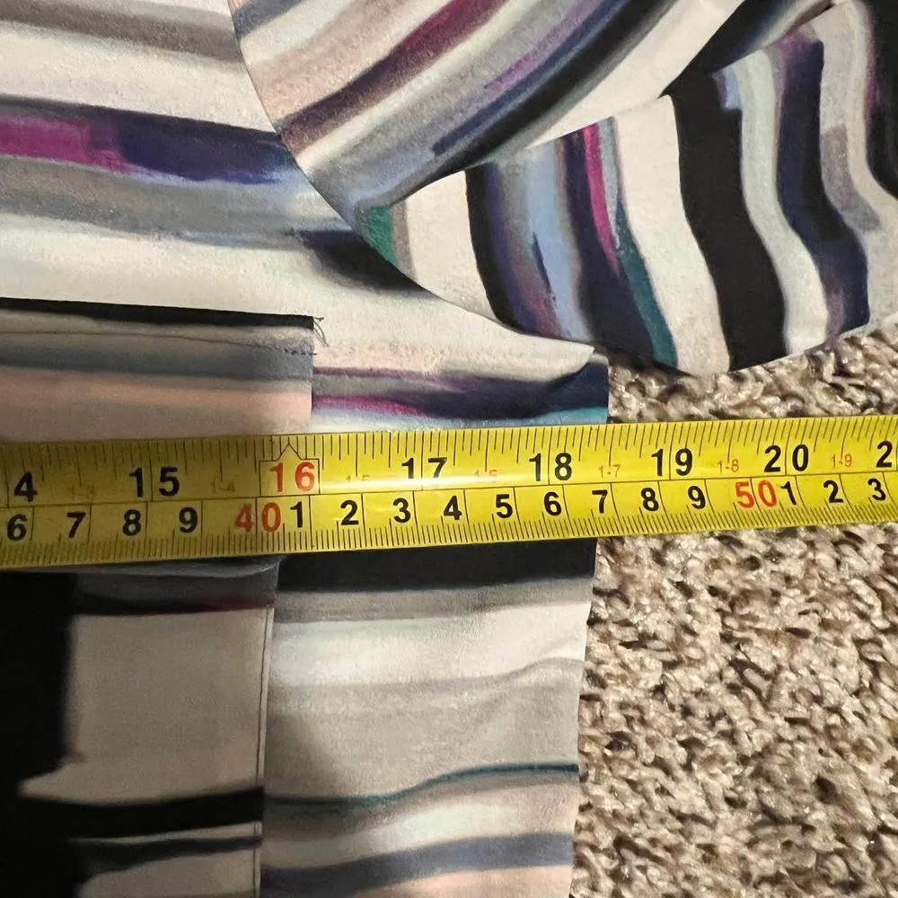 Calvin Klein Abstract Watercolor Striped Button-Down Shirt Long‎ Sleeve Blouse S - Image 5