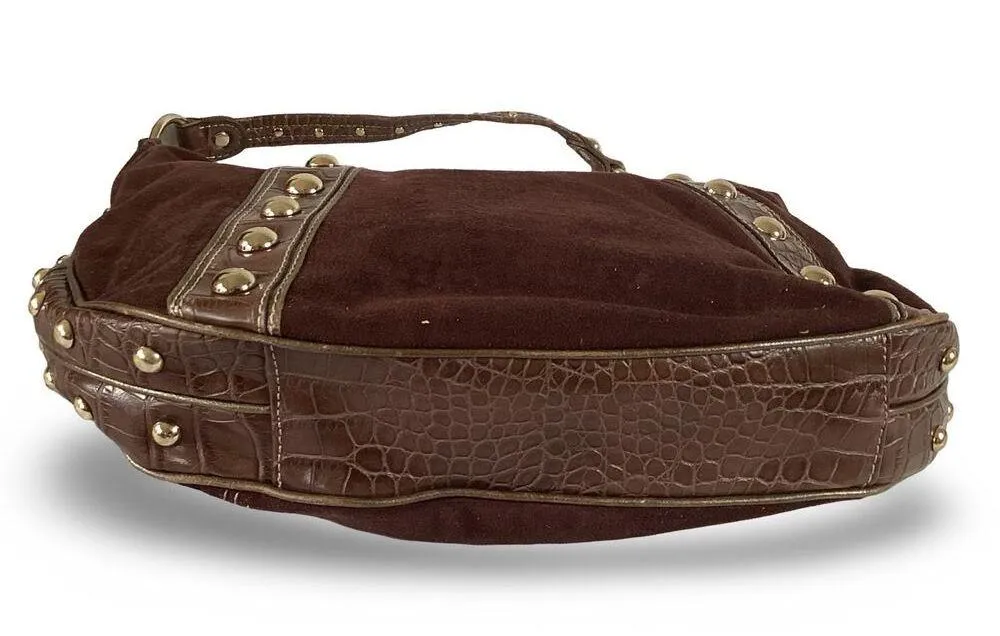 Genna De Rossi Vegan Suede Hobo Bag Brown - Image 4