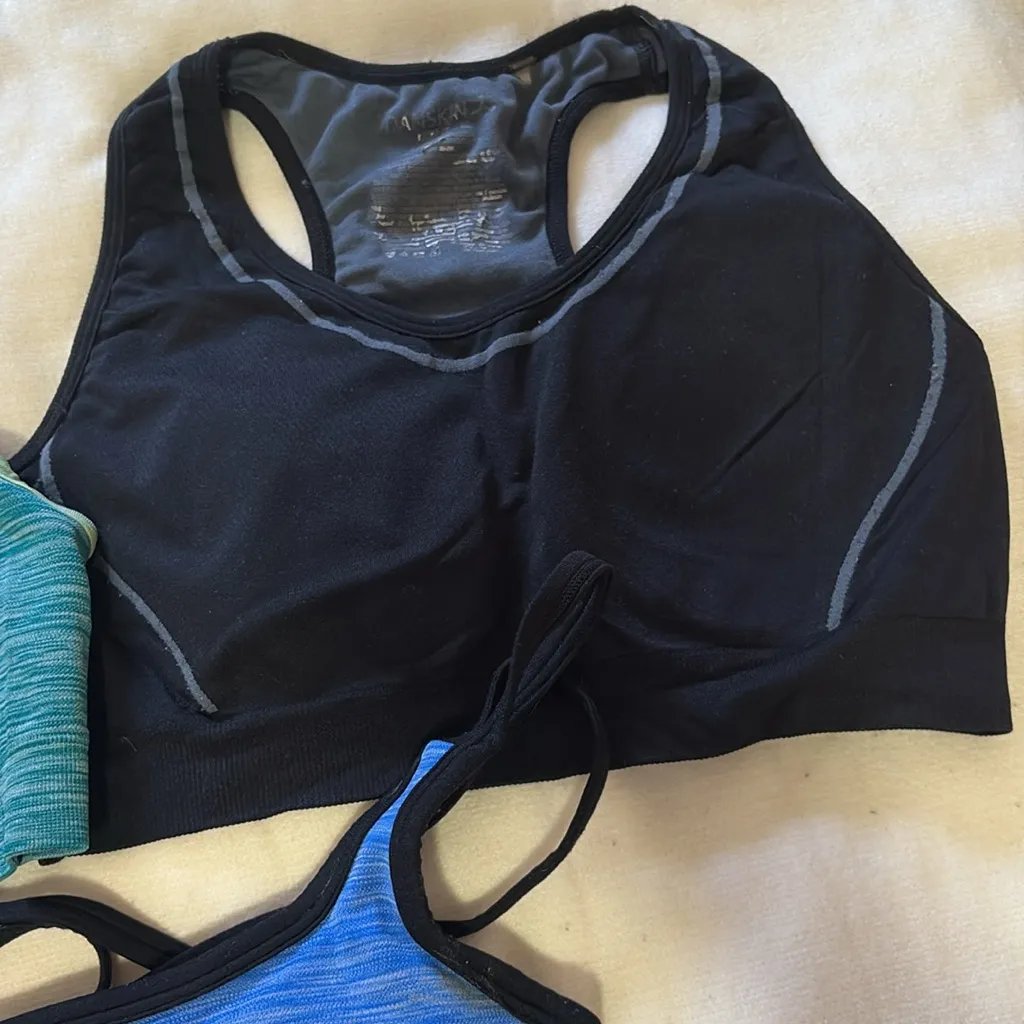 Danskin Stylish Women's Sports Bra Set - Blue, Black, Green Size Medium - Image 4