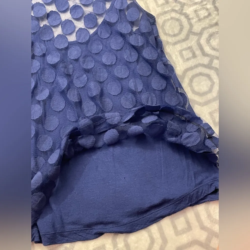 Banana Republic retro tank top blouse navy mesh sleeveless polka dot top - Image 8
