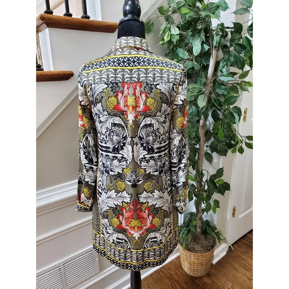 Bebe Women Multicolor Polyester Collared Long Sleeve Length Shirt Dress Size XS - Image 9