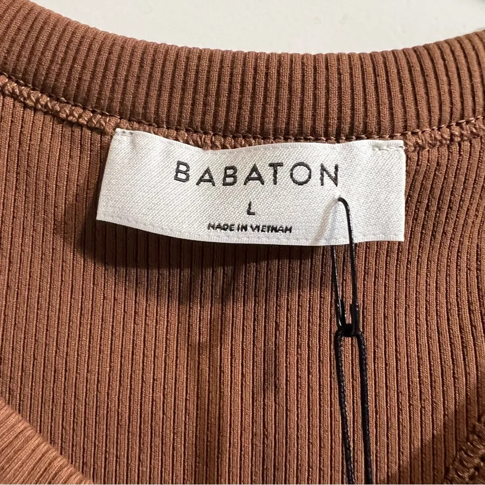 Aritzia Babaton Sculpt Ribbed Racerback Mini Dress in Brown, Size L - Image 16