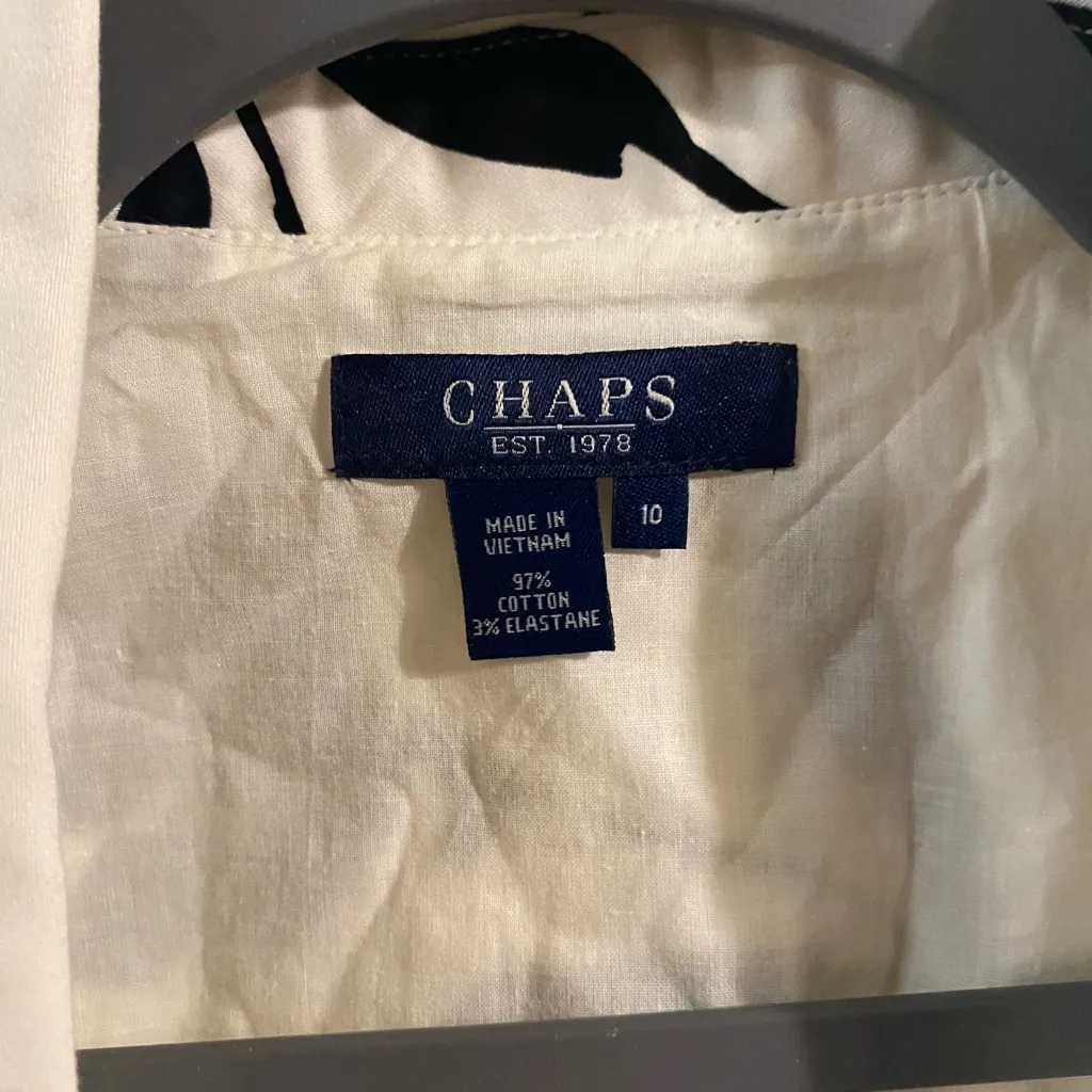 New‎ NWT Chaps White Black Floral Belted Sleeveless Sundress Size 10 - Image 3