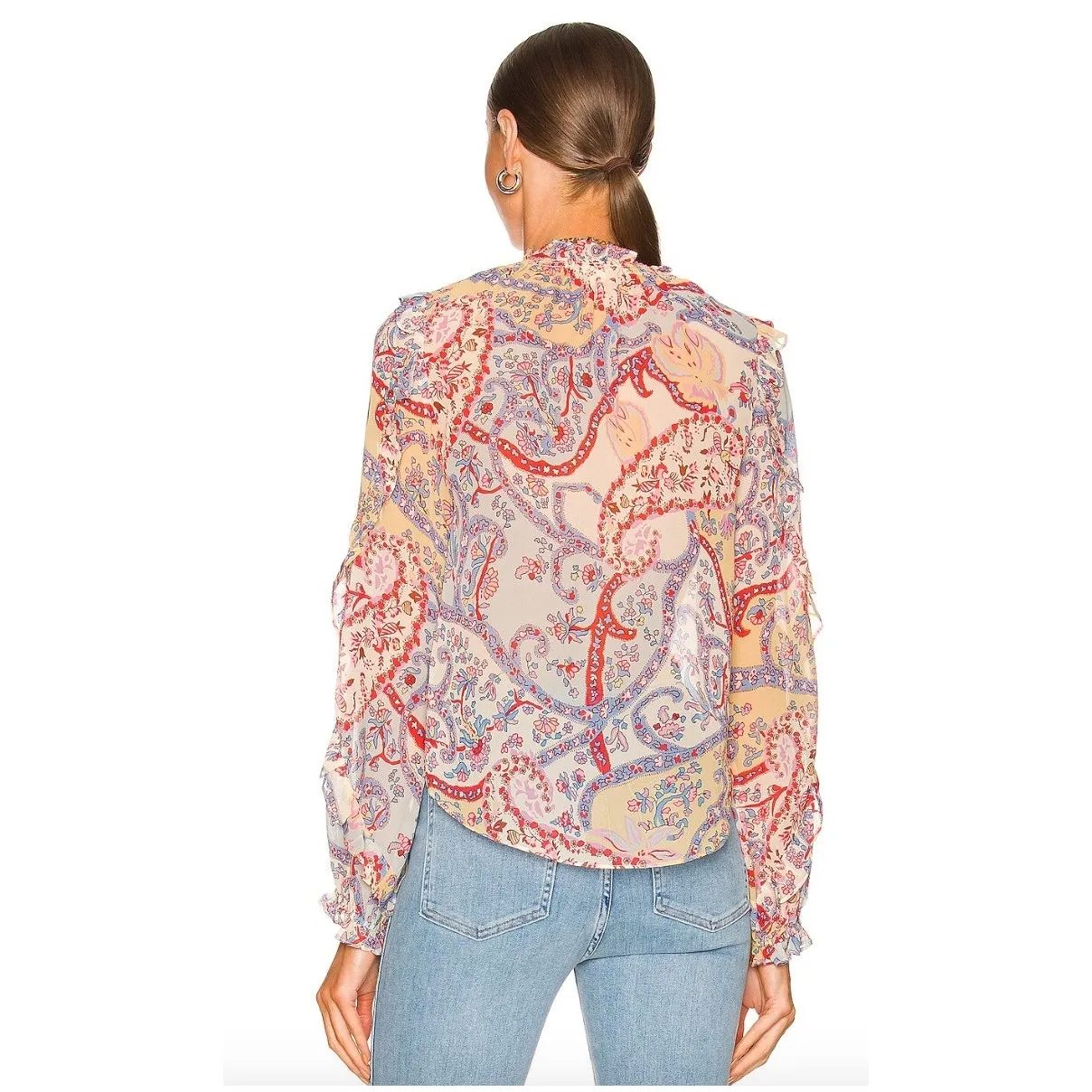 Veronica Beard Andri Paisley Georgette Blouse in Multicolor Paisley Print - Image 11