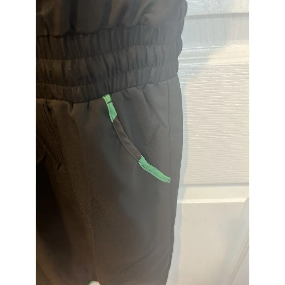 G By Giuliana Black Sleeveless Tank Dress Large Colorful Trim Tie Waist Pockets - Image 5