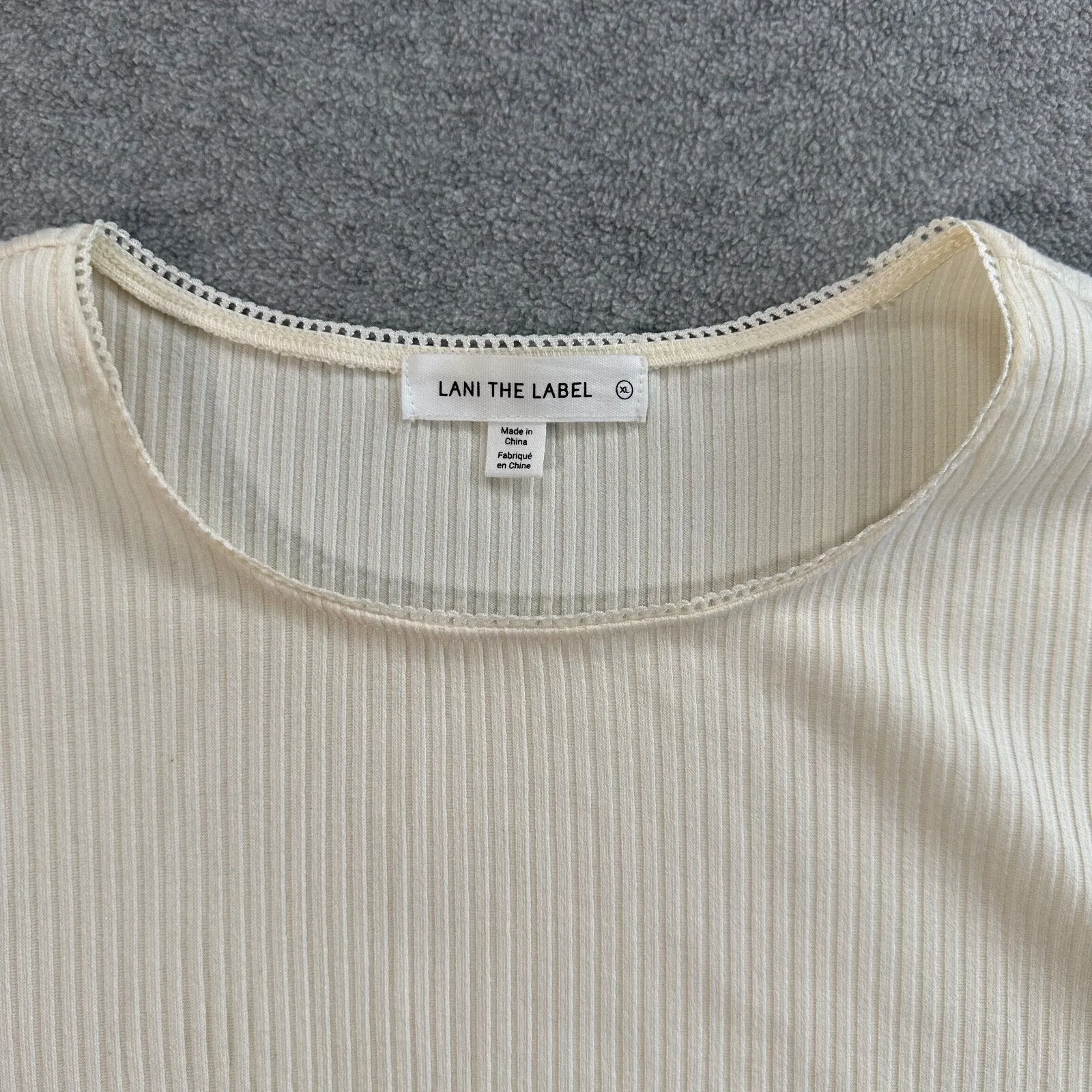 Lani the Label Ribbed Underwire Crop Top Women's X-Large Cream Short Sleeve New - Image 2