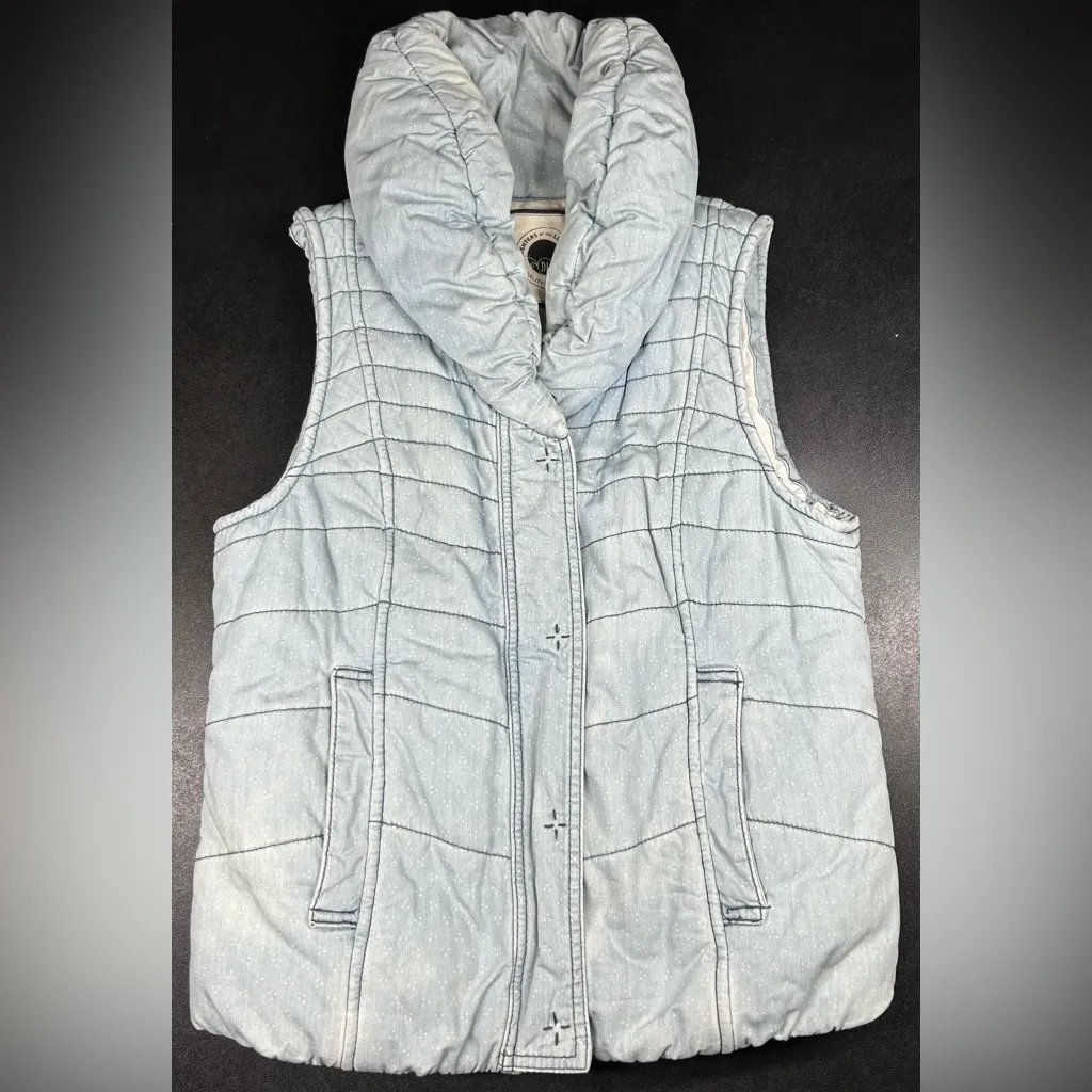 Anthropologie Daughters Of The Liberation Size S Blue Denim Cotton Vest - Image 2