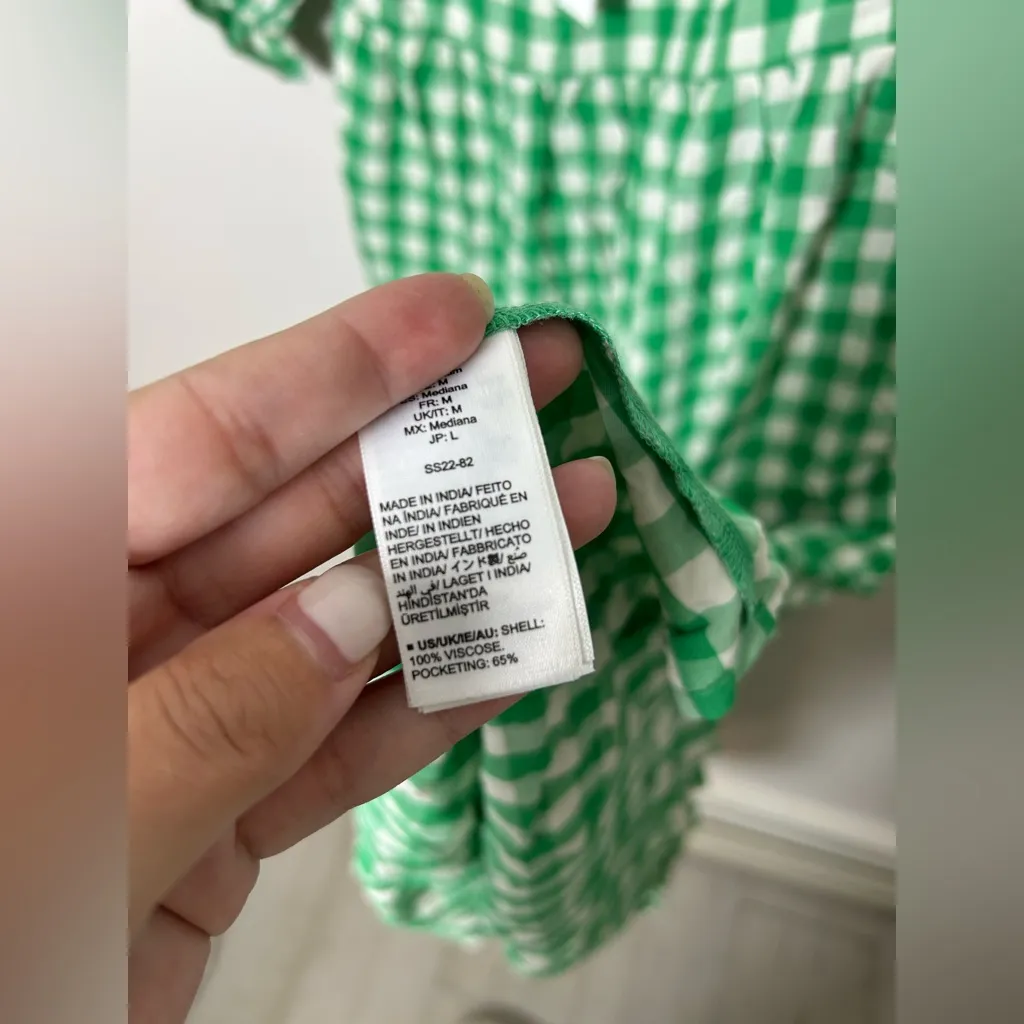 Green Gingham Women's Dress Size M - Image 4
