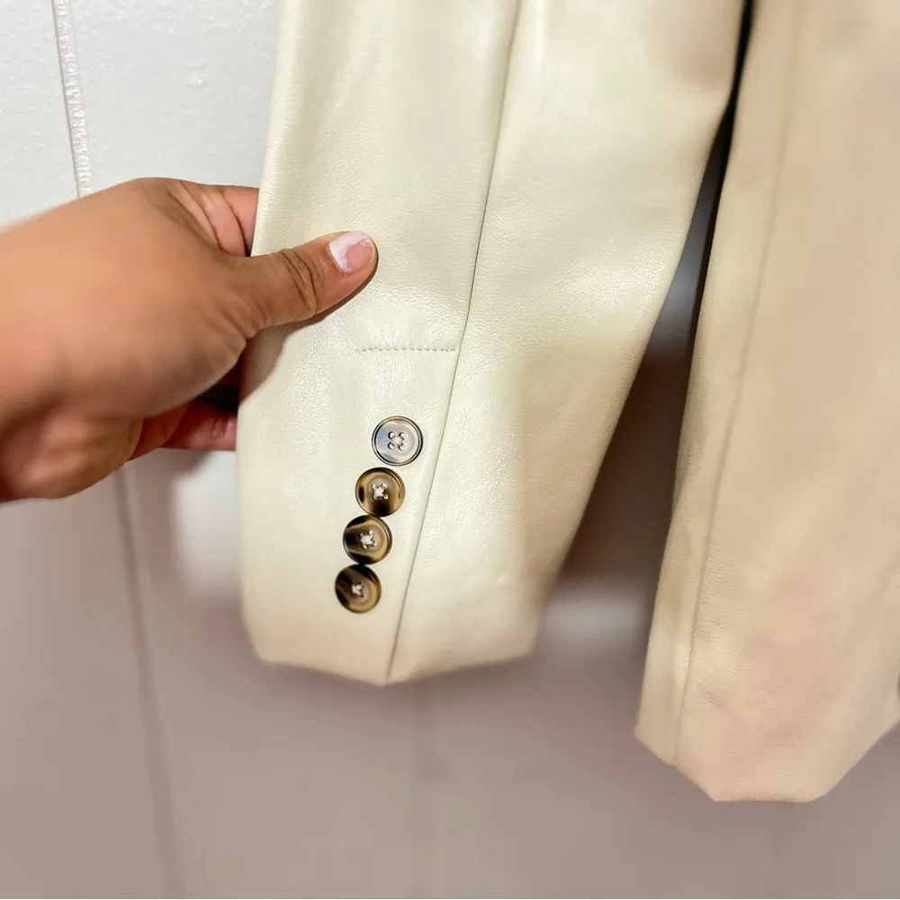JLUXLABEL Beige Leather Jacket  Size S TJL10607AN - Image 10
